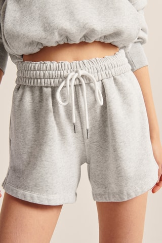 Short polaire taille haute - Gris clair chiné