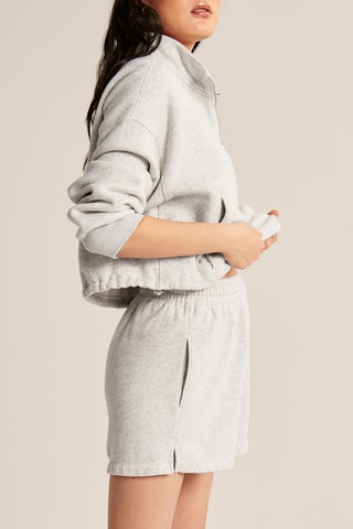 Short polaire taille haute - Gris clair chiné
