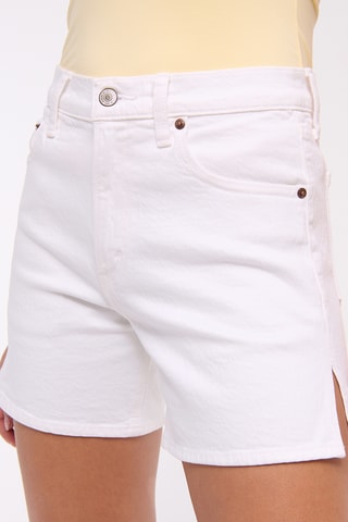 Short en jean taille haute - Blanc