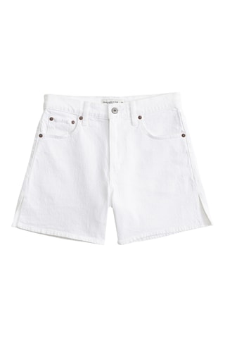 Short en jean taille haute - Blanc