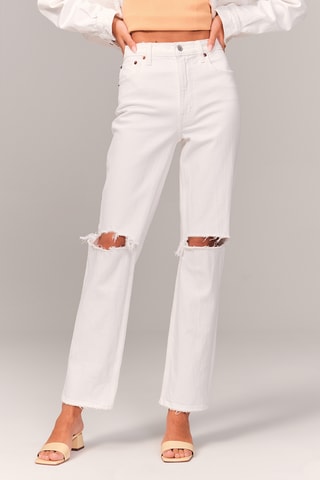 Jean straight taille haute - Blanc