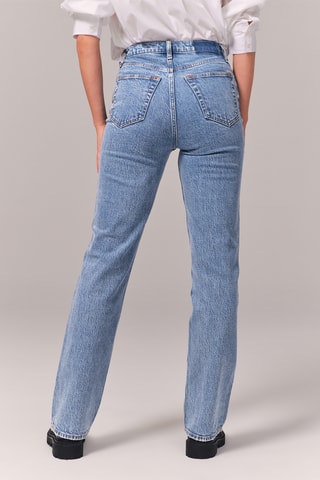 Jean straight taille haute - Bleu cobalt
