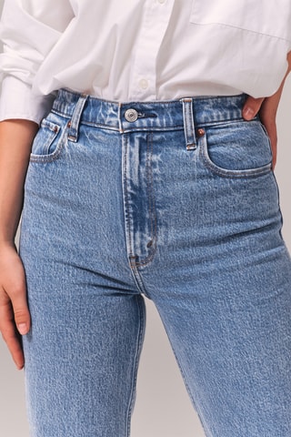 Jean straight taille haute - Bleu cobalt
