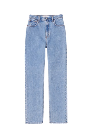 Jean straight taille haute - Bleu cobalt