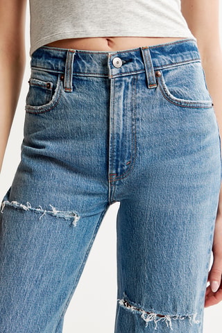 Jean relaxed taille haute - Bleu cobalt