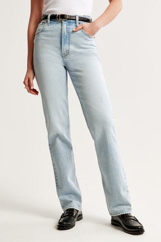 Jean straight taille haute - Ciel