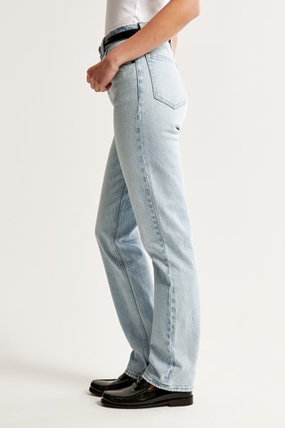Jean straight taille haute - Ciel