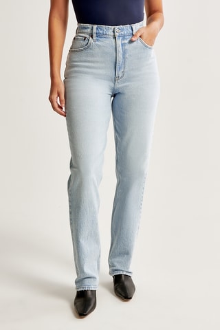 Jean straight taille haute - Ciel