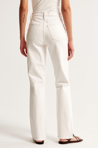 Jean straight taille haute - Blanc