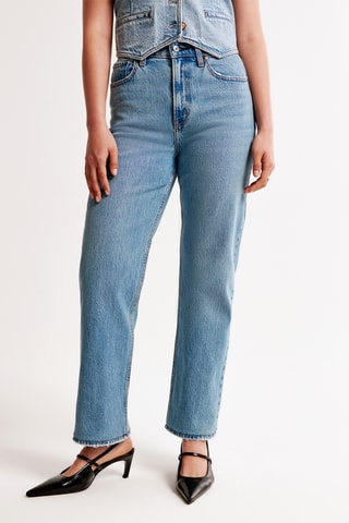 Jean straight taille haute - Bleu marine