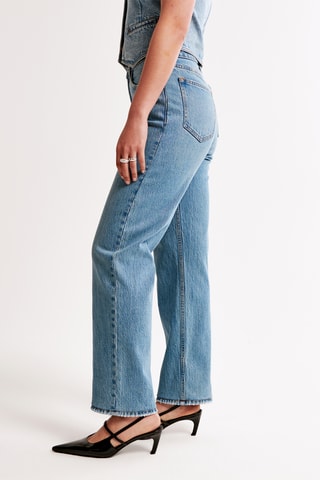 Jean straight taille haute - Bleu marine