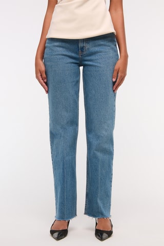 Jean straight taille haute - Bleu marine