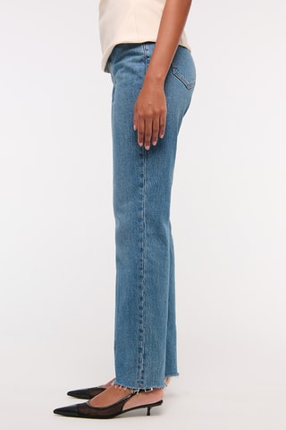 Jean straight taille haute - Bleu marine