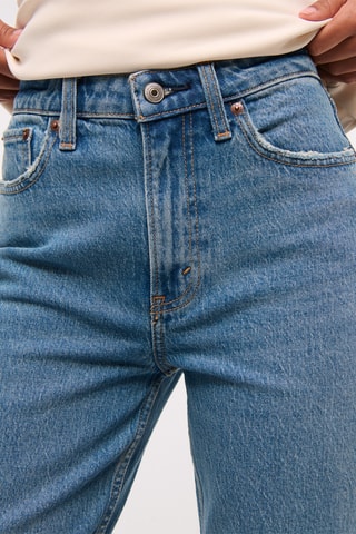 Jean straight taille haute - Bleu marine