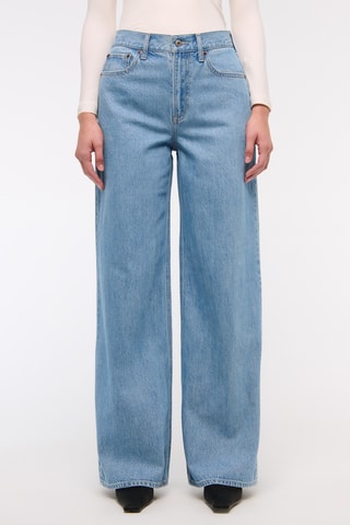 Jean wide legs taille haute - Bleu marine