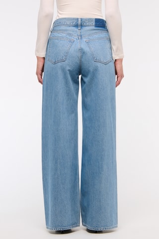 Jean wide legs taille haute - Bleu marine