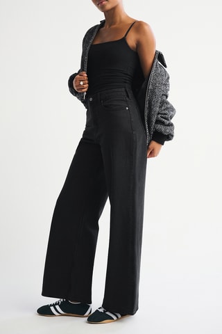 Vaquero wide leg de tiro alto - Negro