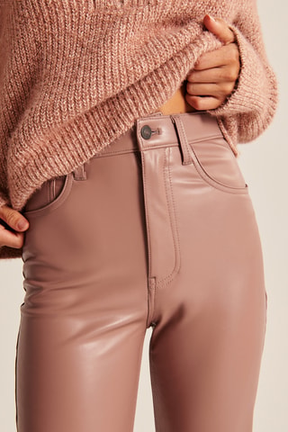 Pantalón recto de tiro alto - Marrón