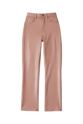 Pantalón recto de tiro alto - Marrón