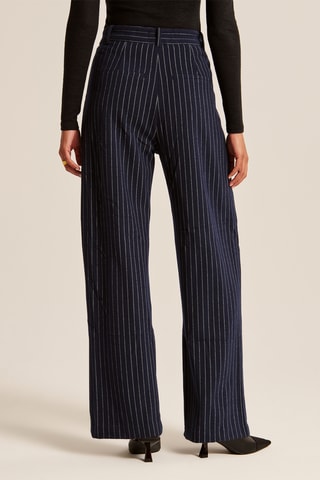 Pantalón wide leg de tiro alto - Azul marino