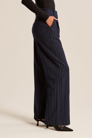 Pantalón wide leg de tiro alto - Azul marino