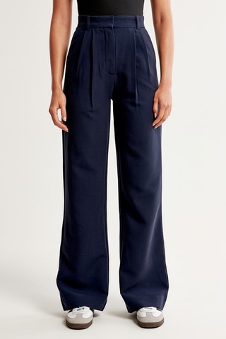 Pantalón wide leg de tiro alto - Azul marino