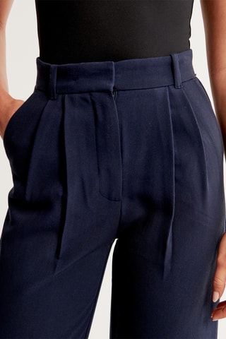 Pantalón wide leg de tiro alto - Azul marino