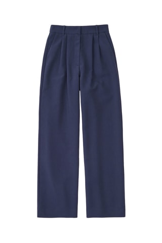Pantalón wide leg de tiro alto - Azul marino