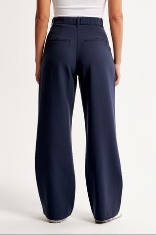 Pantalón wide leg de tiro alto - Azul marino