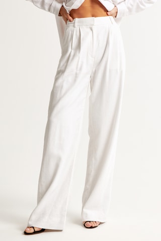 Pantalón wide leg de tiro alto de lino - Negro