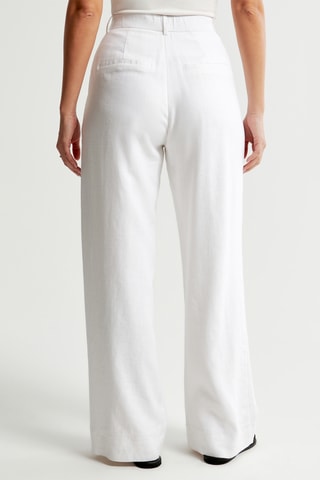 Pantalón wide leg de tiro alto de lino - Blanco