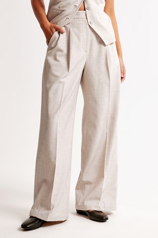Pantalon wide legs taille haute - Beige