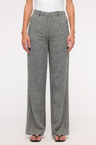 Pantalón wide leg de tiro alto de lino - Marrón