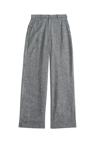 Pantalón wide leg de tiro alto de lino - Marrón