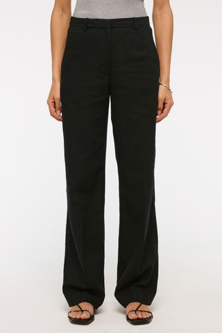 Pantalon wide legs taille haute en lin - Noir