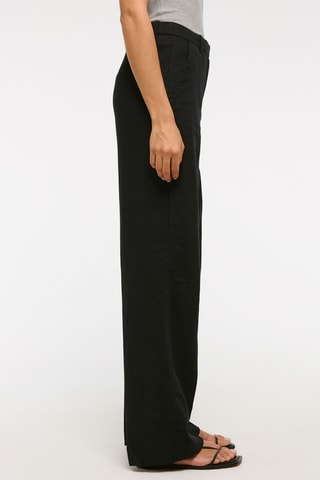 Pantalon wide legs taille haute en lin - Noir
