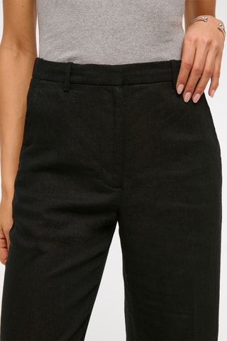 Pantalon wide legs taille haute en lin - Noir