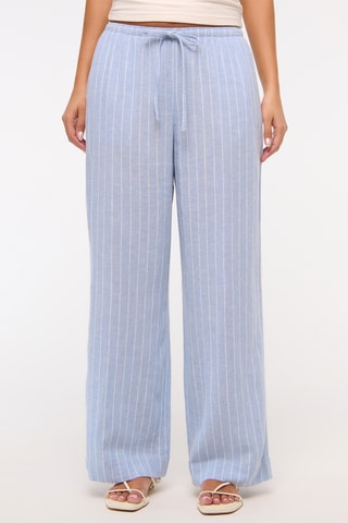 Pantalón wide leg de lino - Celeste