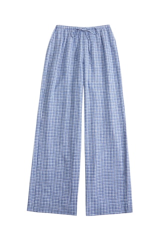 Pantalón wide leg de lino - Azul marino