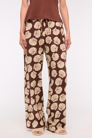 Pantalon wide legs en lin - Marron
