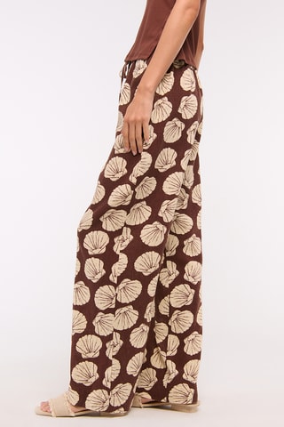 Pantalon wide legs en lin - Marron