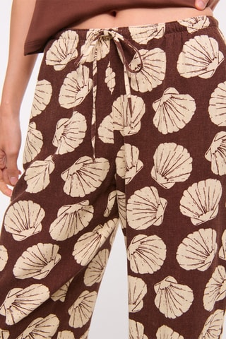 Pantalon wide legs en lin - Marron