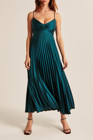 Vestido plisado - Verde oscuro