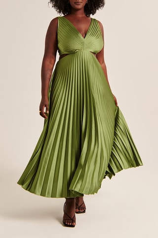 Vestido plisado - Verde oliva