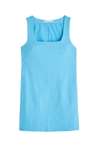 Vestido recto de lino - Celeste