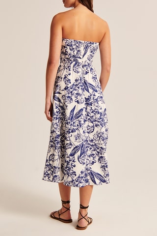 Vestido midi en lino - Gris claro