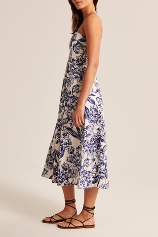 Vestido midi en lino - Gris claro
