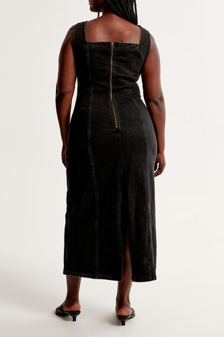 Vestido recto vaquero - Negro