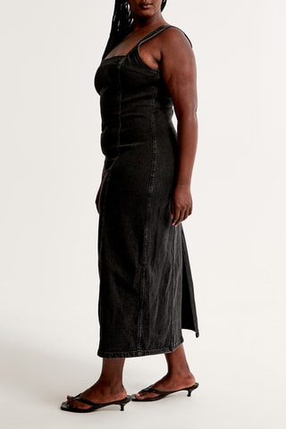 Vestido recto vaquero - Negro