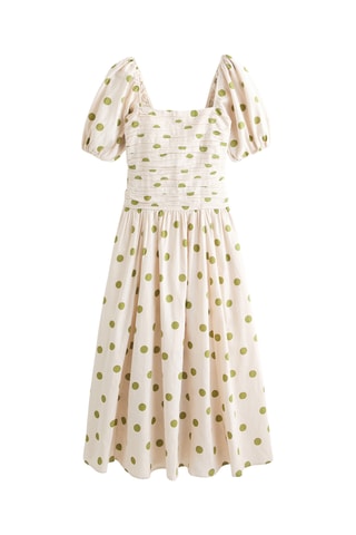 Robe midi en lin - Beige
